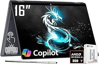 HP OmniBook X Flip 2-in-1 Copilot+ AI PC Laptop, 16" 2K Touchscreen, AMD 8-Core Ryzen AI 7 350(>Intel i7-1355U), 24GB LPDDR5X, 2TB Gen4 SSD, 5MP IR Webcam, Backlit KB, W/128GB PSD&Stylus, Win11 Home