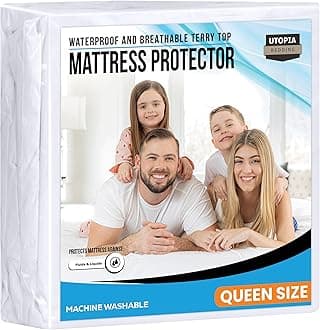Utopia Bedding Waterproof Mattress Protector, Premium Terry Mattress Protector, All Around Elastic, Queen USA Mattress Cover