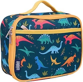 Wildkin Kids Insulated Lunch Box Bag for Boys and Girls, Perfect Size for Packing Hot or Cold Snacks for School and Travel, Measures x 7 x Inches, BPA-Free, Olive Kids (Jurassic Dinosaurs)