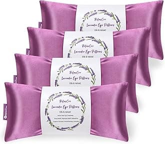 Lavender Eye Pillow for Relaxation, Yoga, Sleeping, Weighted Eye Mask Heated for Headache, Sinus, Dry Eye Relief, Moist Heat Eyes Compress, Meditation Accessories with Aromatherapy, Pack of 4