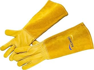 Heavy Duty Thorn Proof Gardening Gloves: Leather Gauntlet Gloves for Rose Pruning and Other Tough Tasks for Men and Women. (Medium)