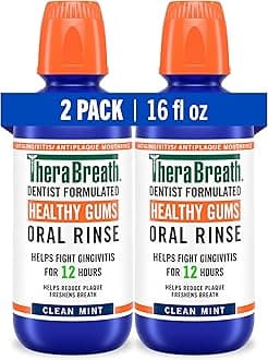 Healthy Gums Oral Rinse, Antigingivitis, Clean Mint Flavor, Dentist Formulated to Help Prevent Gingivitis and Support Gum Health, Alcohol Free, 16 Fl Oz (Pack of 2)
