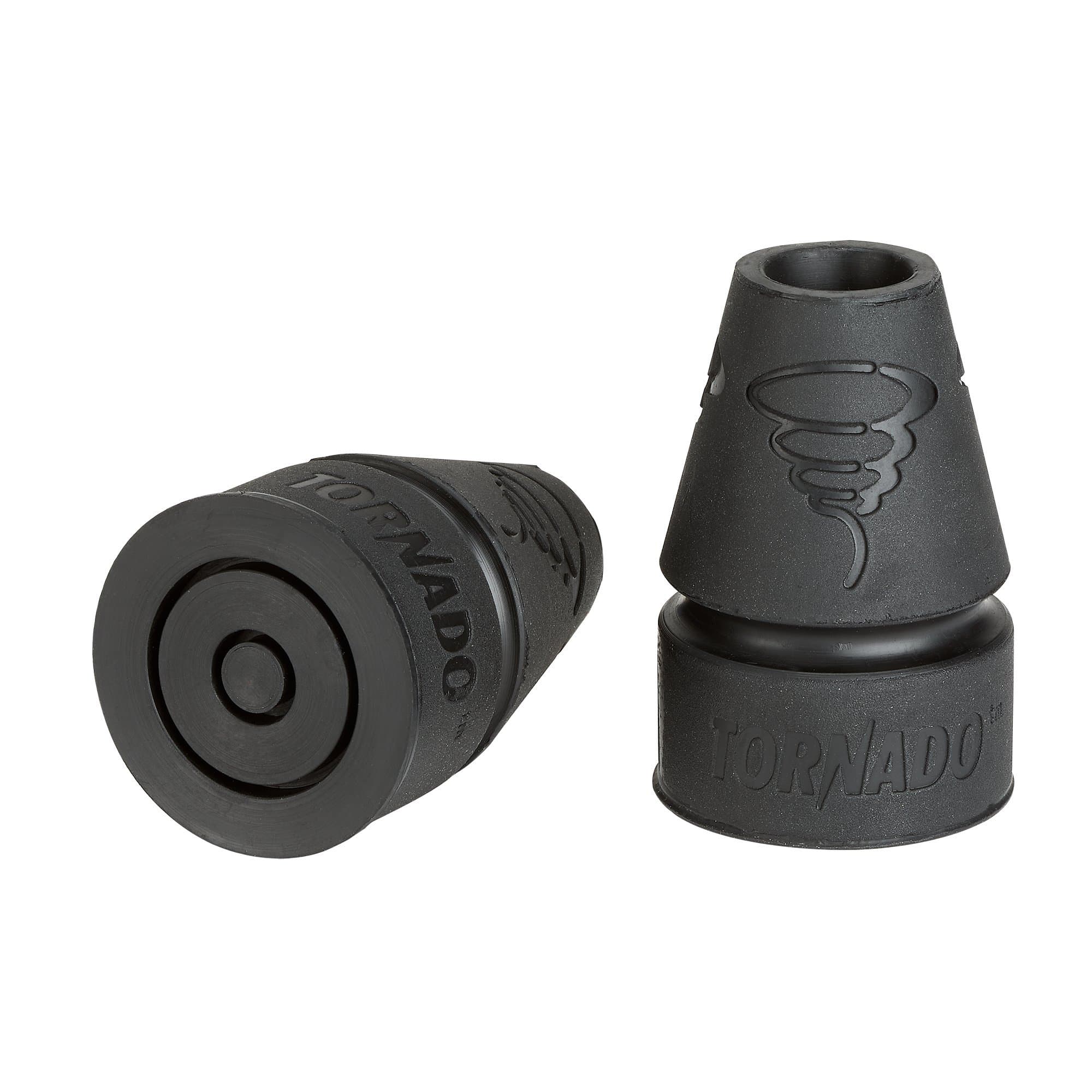 Tornado Gel Cane & Crutch Tips, Fits Shafts of 3/4 to 1 Inch, Black, Pair