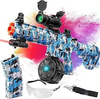 Large Gel Ball Blaster with Drum, Manual & Automatic Dual Mode Splatter Ball Blaster, for Outdoor Activities -Team Game, Blue