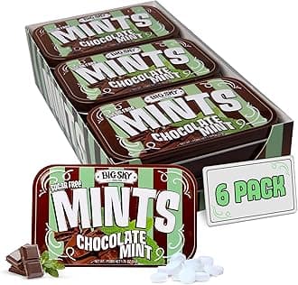 Sugar Free Mints - Chocolate Mint - 50 Count Tin (Pack of 6) | Kosher Certified, Vegan Candy | Aspartame & Gluten Free | Sugar Free Mints for Travel & Sharing, Long Lasting Freshness