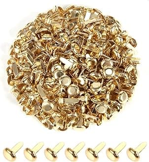 moinkerin200 Pcs Paper Fasteners Split Pins Crafts 0.3 x 0.63inch Mini Brads for Paper Crafts Golden Brad Fasteners for DIY,Crafting,Scrapbooking,Stamping Brass Fasteners for Office (8x16mm)