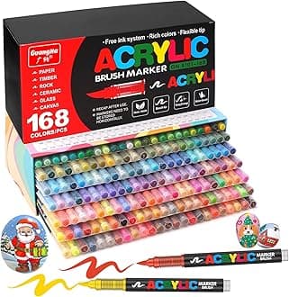168 Colors Acrylic Markers, Soft Brush Tip Paint Pens and Paint Markers, Acrylic Pens for Wood, Stone, Canvas, Glass, Fabric, Egg, Rock Painting and DIY Crafts Art Supplies