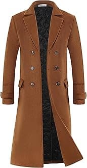 Men's Luxury Full Length Trench Coat Long Wool Overcoat Winter Windbreaker