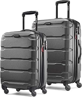 Samsonite Omni PC Hardside Expandable Luggage with Spinner Wheels, Black, 2-Piece Set (20/24)