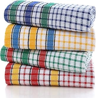Gentlife Large Kitchen Dish Towels, 16 Inch x 26 Inch Bulk Absorbent Cotton Kitchen Towels, 4 Pack Bright Colorful Tea/Bar Towels for Washing Drying Dishes and Household
