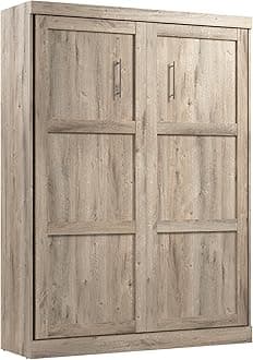 Bestar Pur Queen Size Murphy Bed in Rustic Brown, 65-inch Space-Saving Sleeping Arrangement for Multipurpose Area, Bedroom, Guest Room, or Living Room