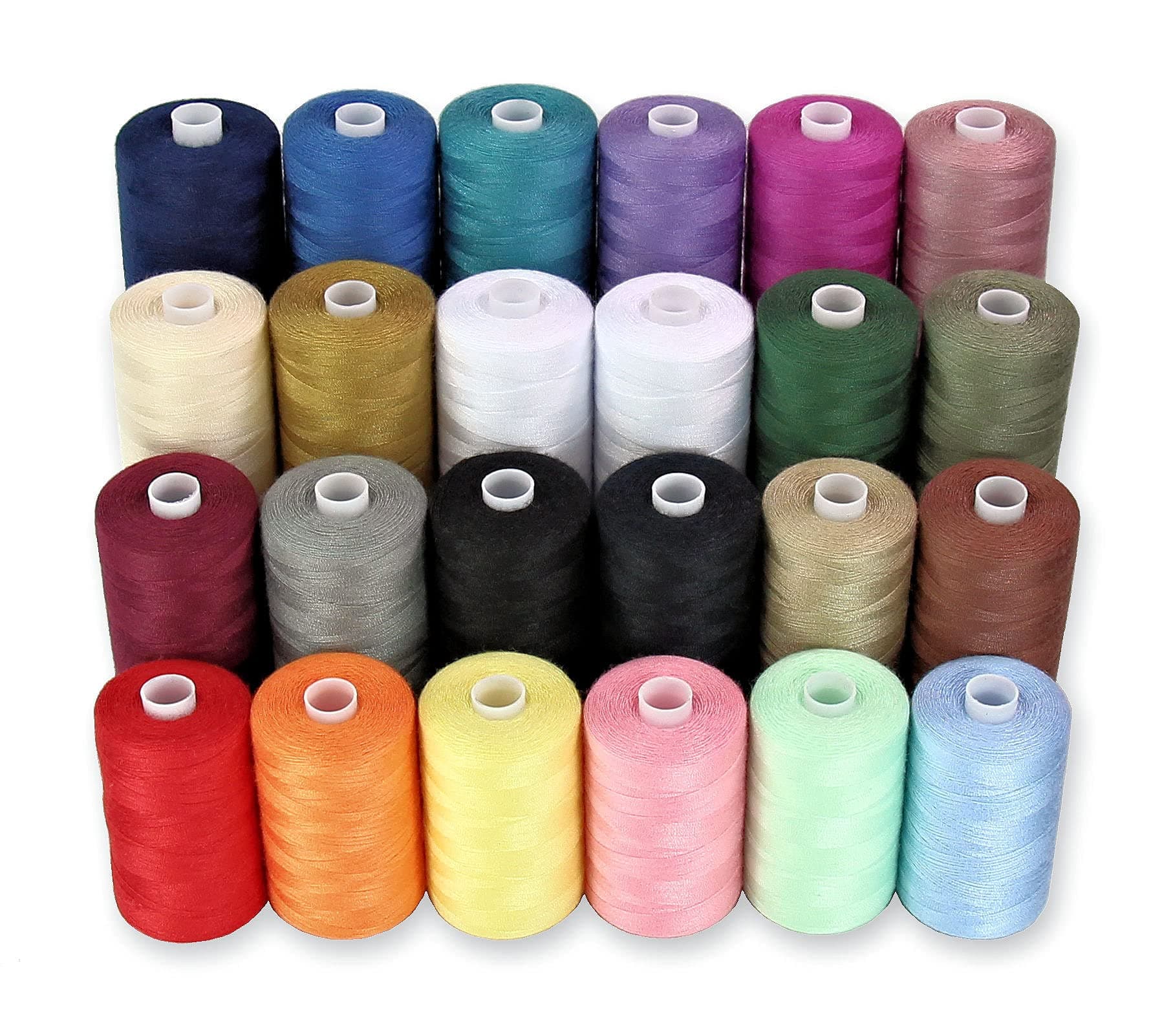 BlesSew Sewing Thread - 24 Polyester Threads for Hand Stitching, Quilting & Sewing Machine - Set of 1000 yds Per Spool - 20 Colours Plus 2 x White & 2 x Black