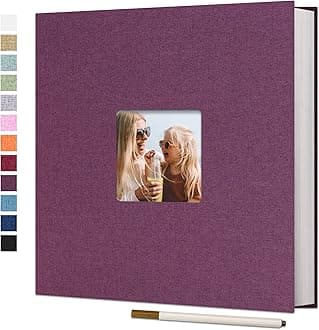 Vienrose Large Photo Album Self Adhesive for 4x6 8x10 Pictures Scrapbook Album DIY 60 Blank Pages with A Metallic Pen