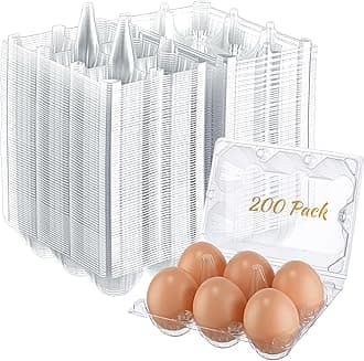 Zubebe 200 Pieces Clear Egg Cartons Plastic Egg Cartons Bulk Empty Chicken Egg Tray Holds Securely Clear Blank Egg Cartons for Chicken Farm Business Market Home Refrigerator Storage(2 x 3 Grids)