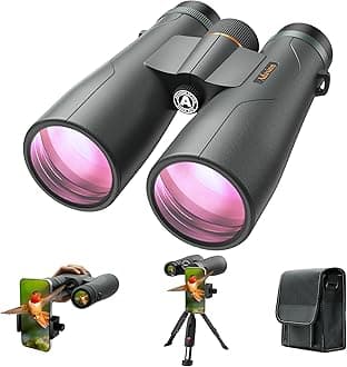 Adasion 15x56 UHD Binoculars for Adults High Powered with Phone Adapter and Tripod, Super Powerful BAK4 Prism Waterproof Binoculars for Hunting Stargazing Bird Watching Hiking Safari Travel Sports