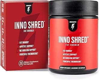 InnoSupps Inno Shred - Day Time Fat Burner | 100mg Capsimax, Grains of Paradise, Organic Caffeine, Green Tea Extract, Appee Suppressant, Weight Loss Support (60 Veggie Capsules) | (with Stimulant)