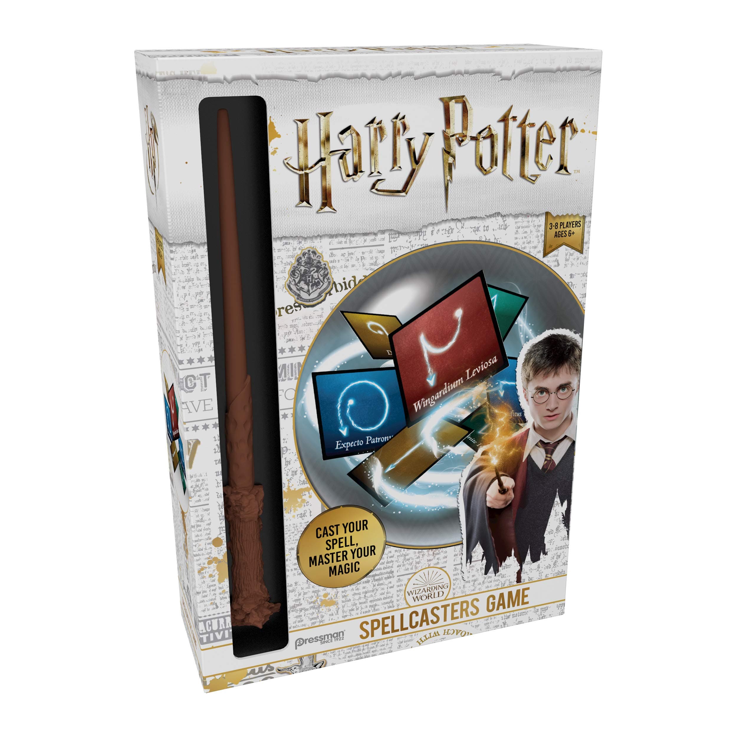 Harry Potter Wizard - Magic Spin Charade Game - Cast Spells and Master Spells - Includes Wizard Wand (Harry Potter Wand Replica), 32 Spells and 32 Wizard Cards