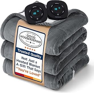 Bedsure - Electric Blanket King Size - Double Control Heated Blanket Queen Size, GentleSoft Fast Heating with 10 Time Settings & 10 Heat Settings, Warm Gift for Grandma (100x90