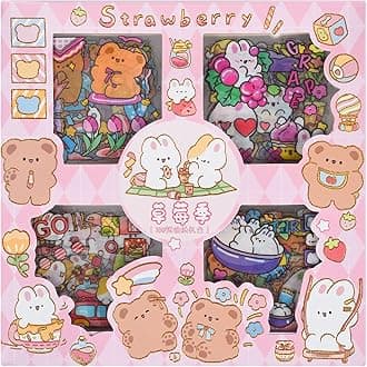 Cute Cartoon Animals Scrapbook Stickers - 100 Sheets Kawaii Aesthetic Transparent Sticker for Journaling Planner Album Calendars Notebook DIY Craft Decorations