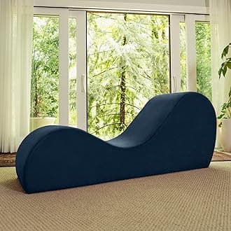 Avana Sleek Chaise Lounge for Yoga, Stretching, Relaxation-Made in The USA, 60D x 18W x 26H Inch, Ink Blue