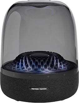 Aura Studio 4, Bluetooth Speaker with Transparent Dome and Theme Light Game, Elegant Design and Extraordinary 360° Sound, Black, EU Plug (Type C)