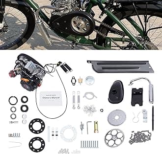 Bike Engine Kit 4 Stroke 3HP 100CC Bicycle Engine Kit Full Set 4-Stroke OHV Bicycle Engine Motor 3600rpm Single Cylinder Air Cooled Recoil Start Petrol Gas Motorized Bike Motor Kit with Chain