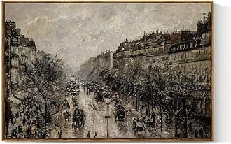 VIYYIEA Framed Canvas Wall Art Home Decor for Living Room Classical Cityscape Artwork Wall Decorations Vintage Oil Painting Prints Parisian Street Wall Decor Bathroom Wall Pictures Farmhouse 24x36in