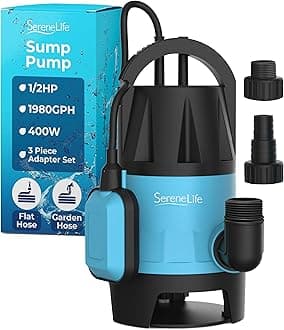 400W Submersible Pump Clean Dirty Water Powerful Utility Sump Pump Auto Float Switch,16 ft. Cord, Basement, Yard, Swimming Pool, Pond, Flooded Area, Garden or Flat Hose