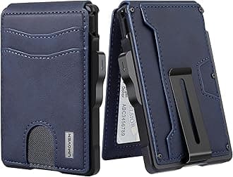 umoven Wallet for Men - with Money Clip Slim Leather Slots Credit Card Holder RFID Blocking Bifold Minimalist Wallet with Gift Box (Deep Blue)