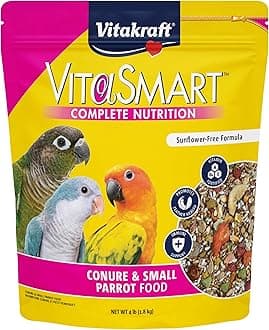 Vitakraft Vitasmart Conure & Small Parrot Food, High Variety Formula - 4Lbs