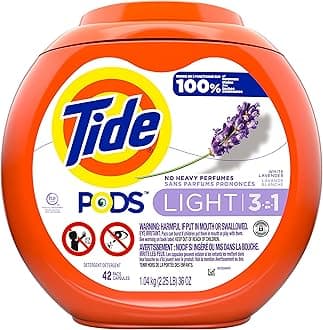 PODS Light Laundry Detergent Pacs, 42 Count, White Lavender Scent, Powerful Clean with a Light and Lasting Scent
