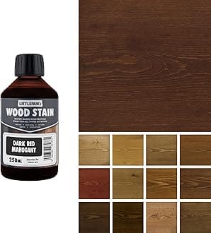 Wood Stain Water Based - 8.5oz/250ml - Indoor Furniture Stain Light & Dark Finishes - Special Non Toxic & Eco Friendly Formula - Wood Stain for Crafts - Color: Dark Red Mahogany