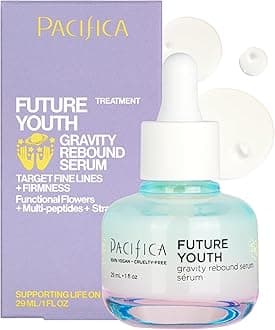 Pacifica Beauty, Future Youth Gravity Rebound Serum, Multi Peptide Complex, Ectoin, Lightweight, Improve Fine Lines, Anti-Aging, Firming, Bouncy Youthful Skin, Vegan, Cruelty Free
