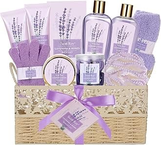 Spa Gifts for Women Bath and Body Lavender Honey Gift Set, Spa Gift Basket for Self Care, Relaxing Bath Sets for Mom, Grandma, Girlfriend, Sister, Spa Kit, Self-Care Set, Gifts for Women
