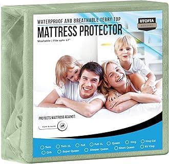 Utopia Bedding Waterproof Mattress Protector Queen Size, Premium Terry Mattress Cover 200 GSM, Breathable, Fitted Style with Stretchable Pockets (Sage)