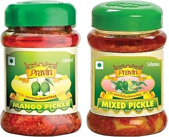 Pravin Mango Pickle 200g x 2 Jar + Mixed Pickle 200g x 2 Jar - Combo Pack of 4