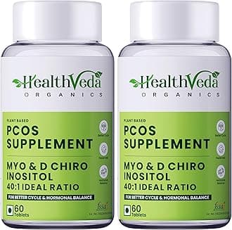Health Veda Organics PCOS Support for Women | Myo-Inositol 2000 mg + D-Chiro 50 mg | 60 Veg Tablets (Pack of 2) | Hormonal Balance & Regular Periods