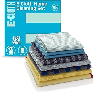 E-Cloth Microfiber Home Cleaning Set for Nontoxic Cleaning with Just Water, 8 Cloth Set