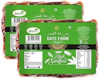 Date Farm Black Seedless Dates, 100% Natural, Seedless, Arabian Dates, Khajur, Boosts Immunity, No Added Sugar, Gluten-Free, 1 Kg