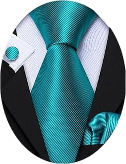 Barry.WangSolid Colors Men Ties Handkerchief Cufflinks Necktie Set for Wedding Business