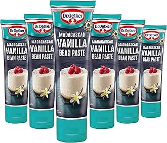 Dr. Oetker Madagascan Vanilla Bean Paste, Pod & Essence Substitute Used as flavouring Suitable for Vegan Baking in Buttercream Icing, Frosting, Cake mixes, Multicoloured, 600 g , Pack of 6x100g
