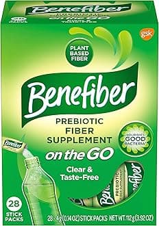 Benefiber On The Go Prebiotic Fiber Supplement Powder for Digestive Health, Daily Fiber, Unflavored - 28 Sticks (3.92 Ounces)