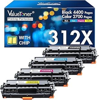 Valuetoner 312X Toner Cartridges Remanufactured for HP 312X for HP 312A 305A 305X Toner Cartridges High Yield for Laserjet Pro 400 300 Color M451dn M451dw M451nw M475dw MFP M476nw Printer (4-Pack)