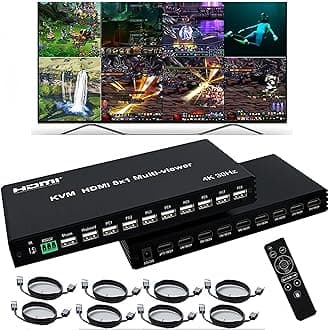 KVM HDMI 4K Multi-Picture Switcher 8x1PIP, Eight-Picture Multi-Screen Monitor