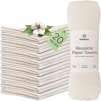 Reusable Unpaper Towels | Bamboo Paper Towels Alternative | 100% Best Organic Cotton | Thick, Strong, Washable, Paperless Kitchen Roll | Eco Friendly Products | Reusable Napkins | Zero Waste Gift