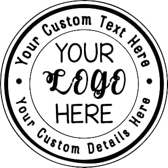 Custom Business Logo Double Round Border Stamp - 3 Lines of Text - Self Inking Stamper - Rubber Personalized Stamp - Stamps for Local Business - Personalized Business Stamps (Black)