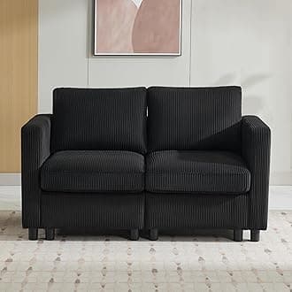 58”Modular Sectional Loveseat Sofa, Modern Love Seat 2 Seater Sofa Couch with Storage, Corduroy Modular Sectional Couch for Living Room, Bedroom, Office, Small Apartment, Black