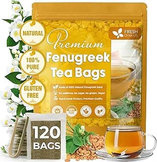 Premium 120 Fenugreek Tea Bags, 100% Natural & Pure from Fenugreek. Fenugreek Herbal Tea. Made with Natural Material Tea Bags. No Sugar, No Caffeine, No Gluten, Vegan.