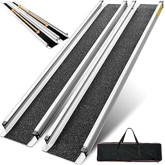 gardhom 5FT Telescopic Wheelchair Ramps 272KG Capacity Aluminum Portable Ramps for Wheelchairs with Carrying Bag for Home Front Door Stair Steps, 2PCS