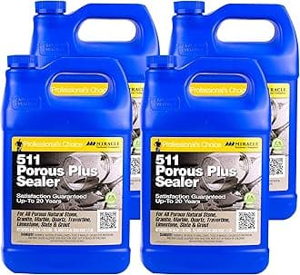 Miracle Sealants 511 Porous Plus Premium Penetrating Sealer for Countertops, Stone & Tile Gallon, 4 Pack